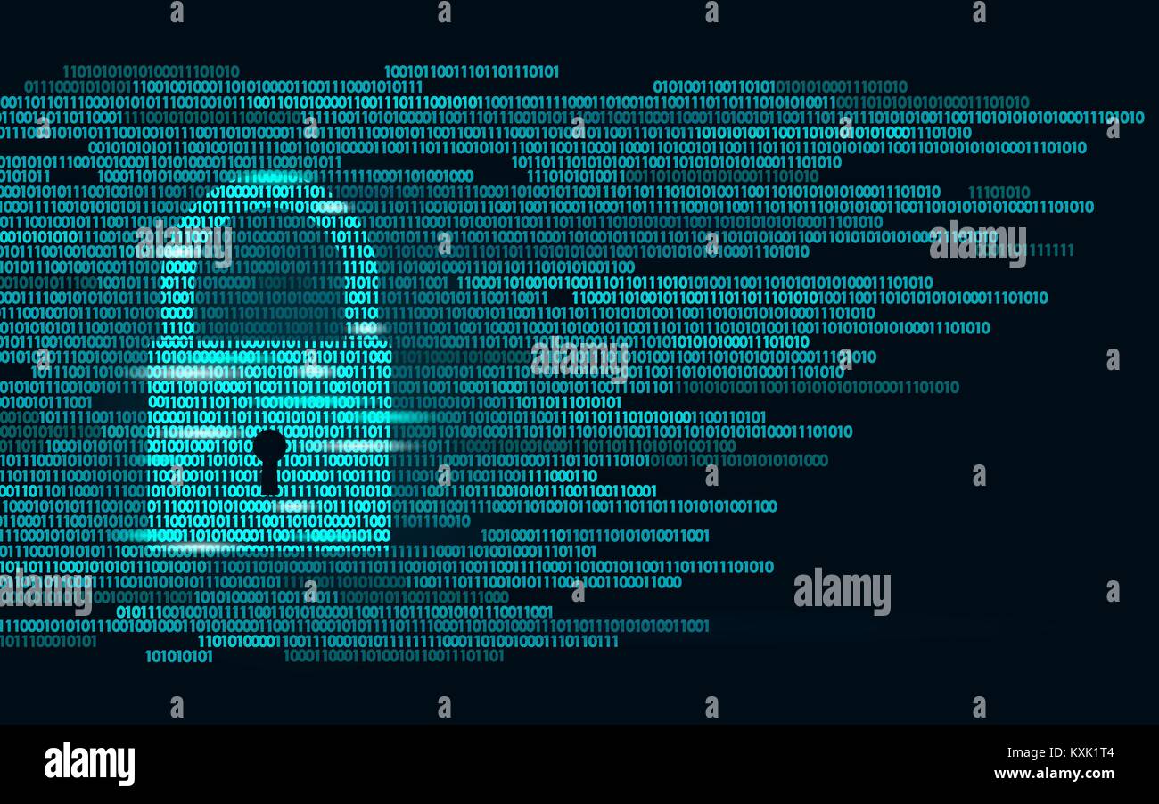 Serrure numérique numéro de code binaire signe protecteur. Renseignements personnels des Big Data technologie de sécurité cadenas fermé. Rougeoyant bleu résumé web internet paiement électronique vector illustration Illustration de Vecteur