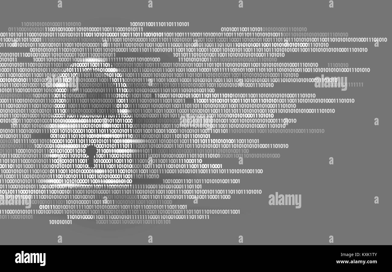 Serrure numérique numéro de code binaire signe protecteur. Renseignements personnels des Big Data technologie de sécurité. Lumineux monochrome blanc résumé web internet paiement électronique vector illustration Illustration de Vecteur