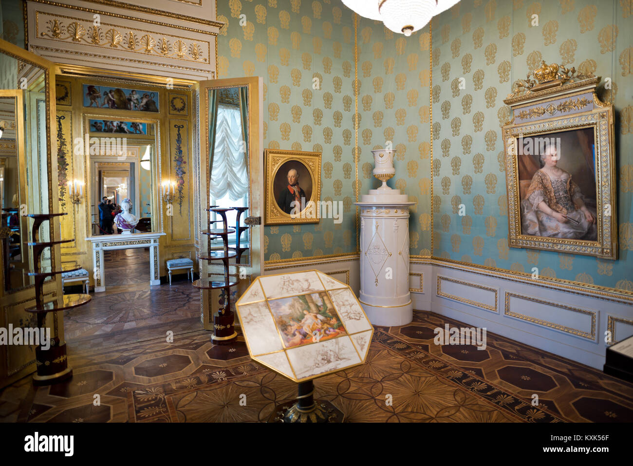 La salle d'écriture et d'or Cabinet, Albertina, Vienne. Banque D'Images