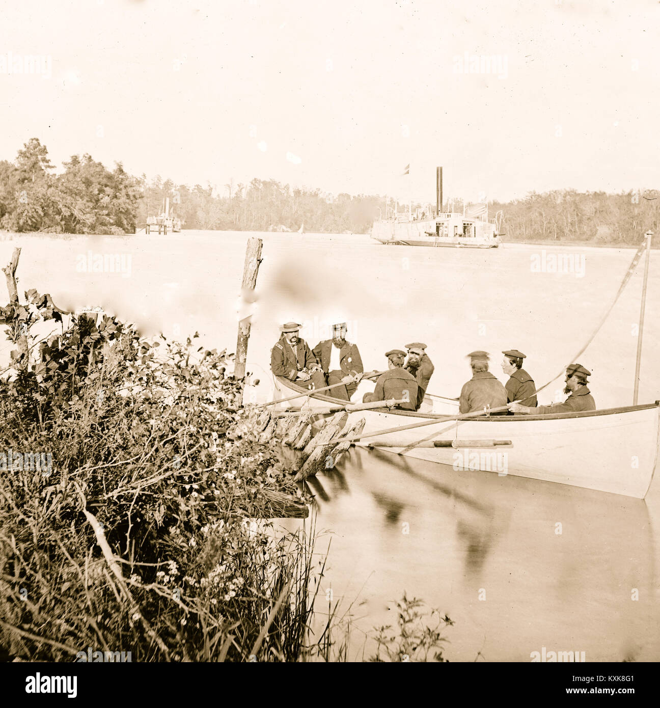 James River, Virginia. Les officiers et les hommes du commodore Perry Banque D'Images