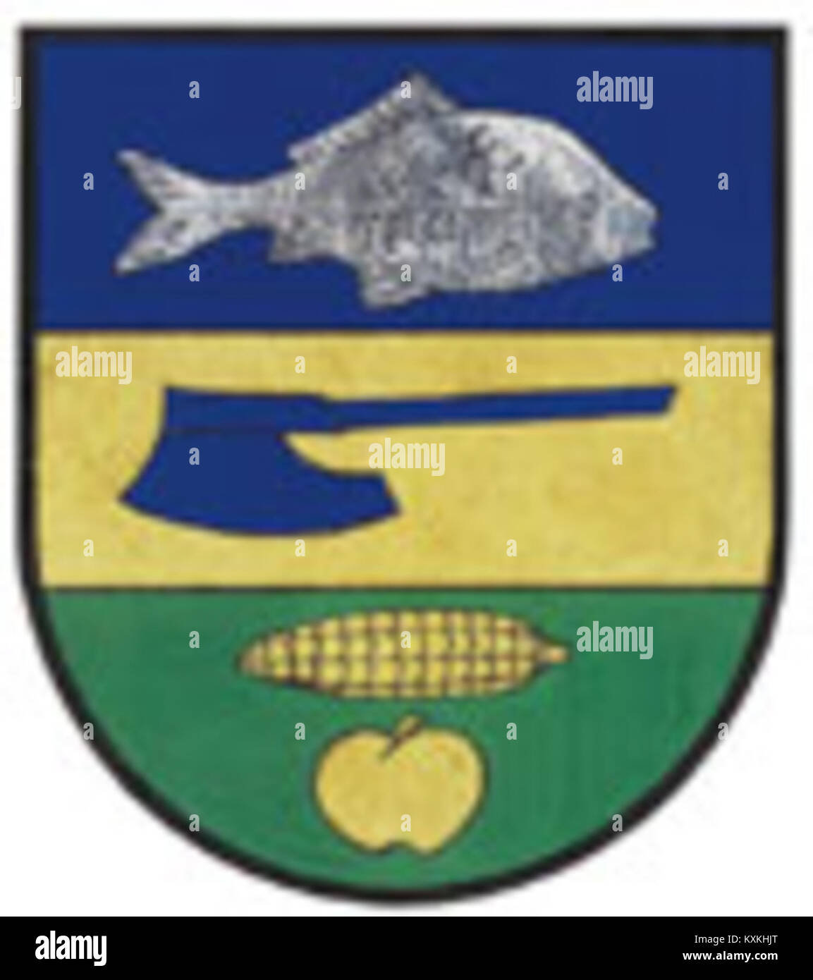 Cette image montre les armoiries de Sankt Josef en Styrie occidentale, Autriche, représentant l'identité héraldique et historique de la ville. Banque D'Images