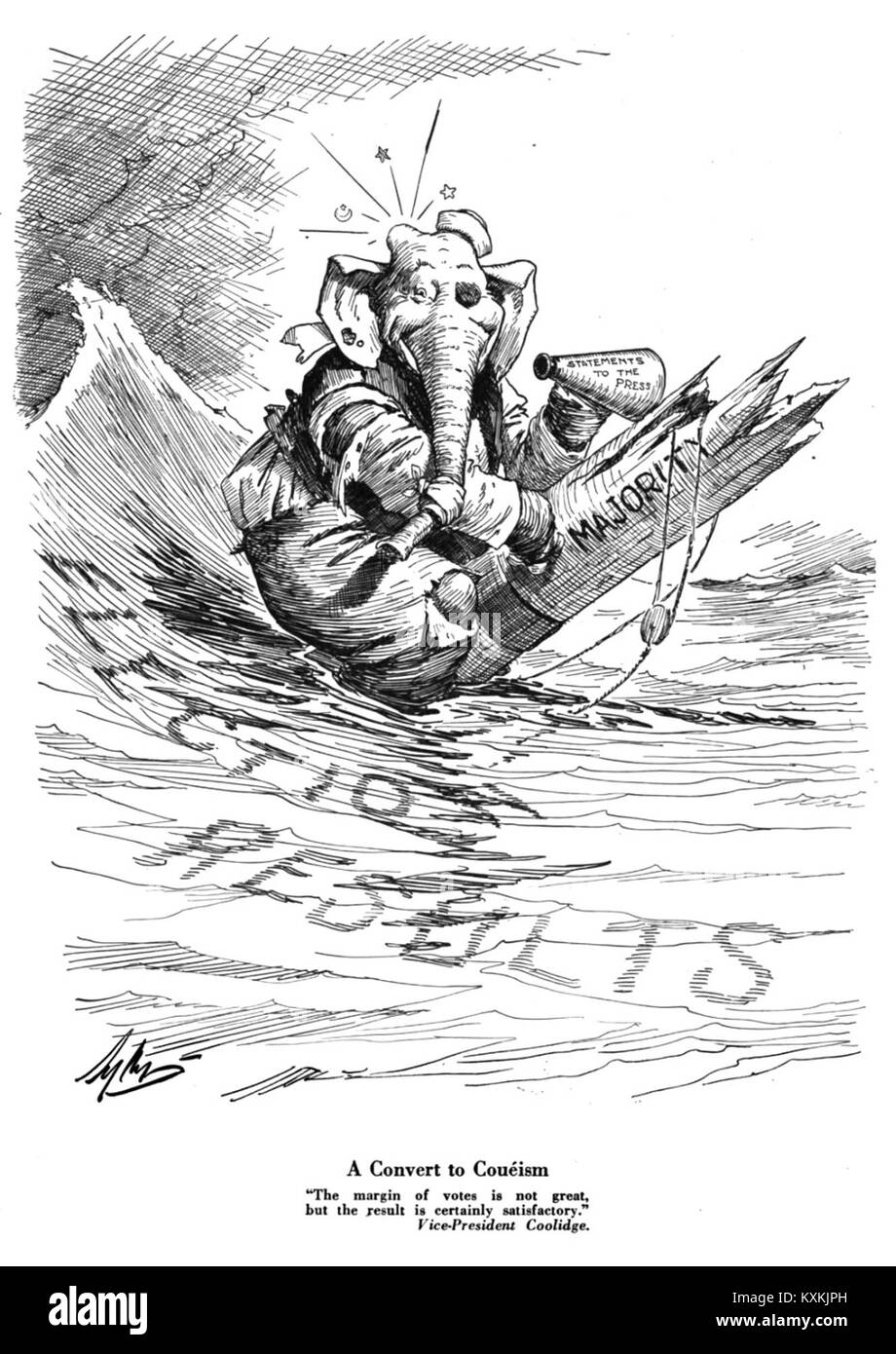 Référence au concept de Couéisme, une méthode psychologique et d’auto-amélioration développée par Émile Coué, axée sur les techniques d’autosuggestion. Banque D'Images