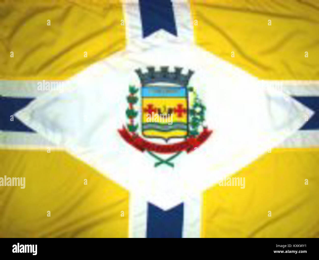 Le drapeau de Valparaíso représente la ville de Valparaíso, au Chili, affichant ses couleurs officielles et ses éléments de design utilisés dans les contextes civiques et municipaux. Banque D'Images