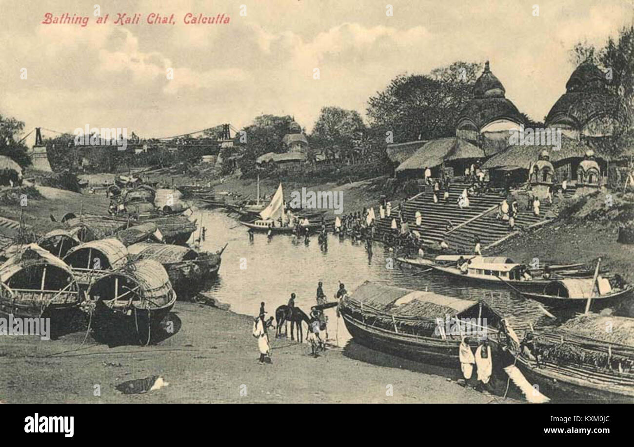 Baignade à Kali Ghat, Calcutta (fin du xixe ou début du xxe siècle) Banque D'Images