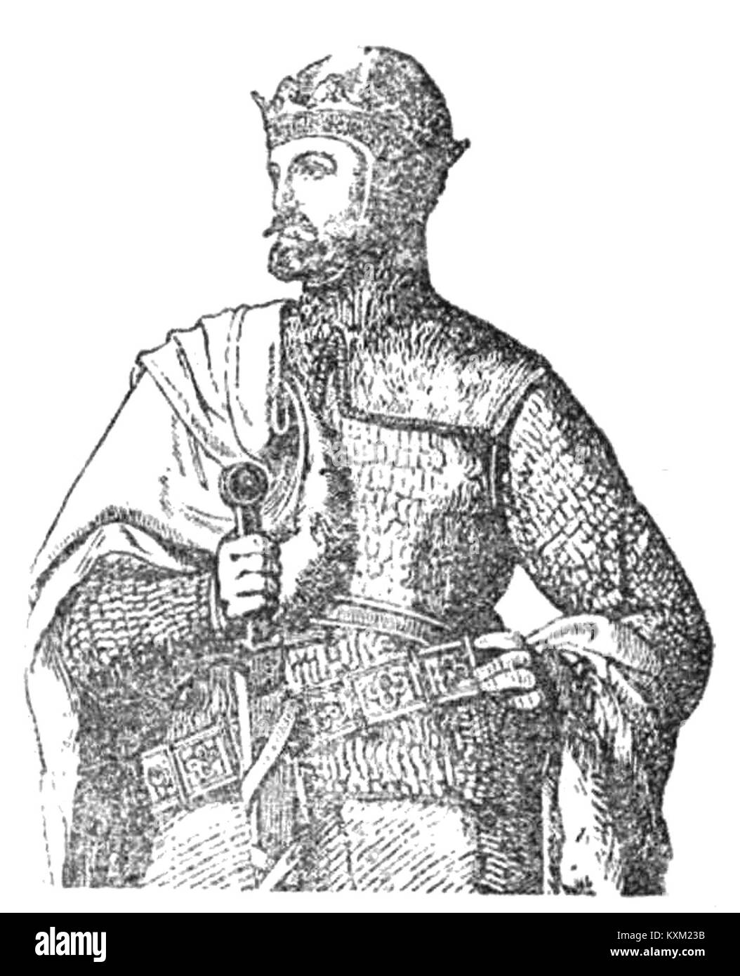 Bolesław Chrobry, premier roi de Pologne, montrant un portrait royal, des regalia, une couronne et des symboles représentant l'autorité politique et les réalisations militaires. Banque D'Images