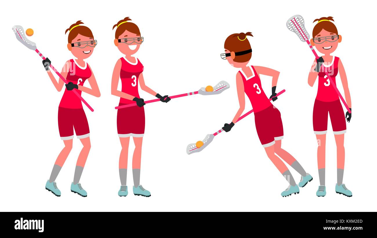 La crosse Female Player vecteur. L'école secondaire ou un collège fille. Les membres de l'équipe. Athlète professionnel. Des compétitions sportives. Télévision Cartoon Illustration Illustration de Vecteur