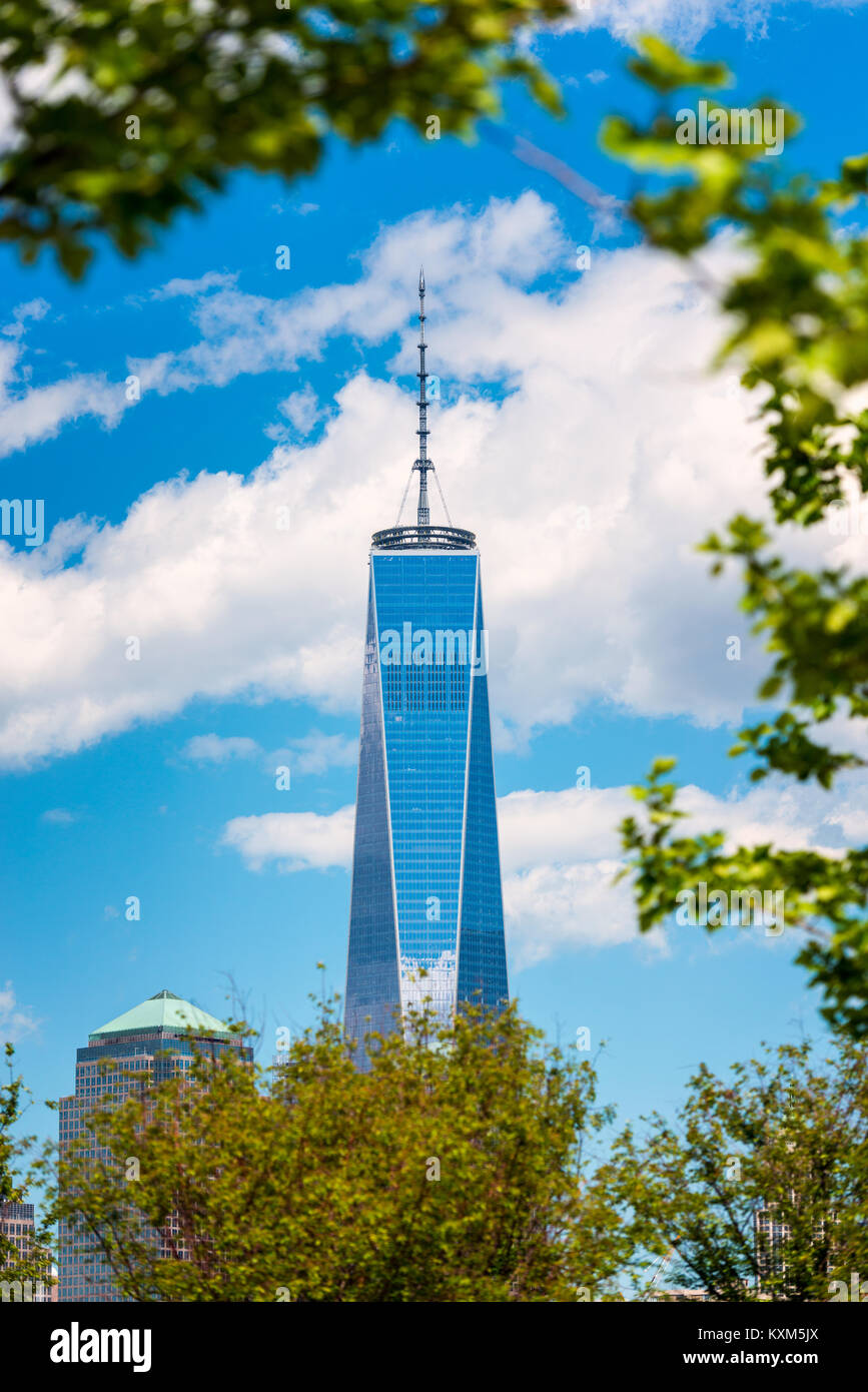 One World Trade Center à Manhattan, New York City, USA vu de Jersey City, New Jersey Banque D'Images