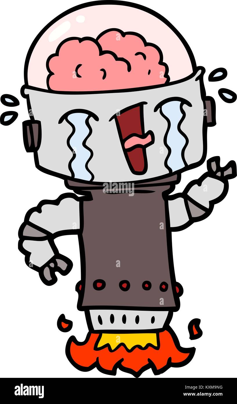 Caricature de pleurer flying robots Illustration de Vecteur