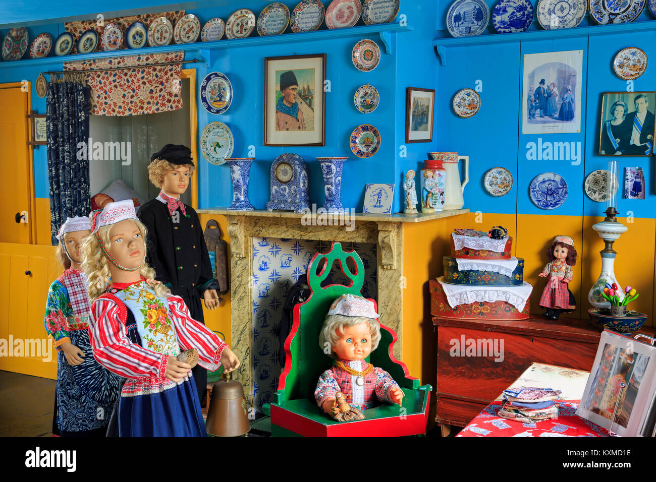 Maison de pêcheur traditionnel, l'île de Marken, Hollande du Nord, Pays-Bas, Europe Banque D'Images