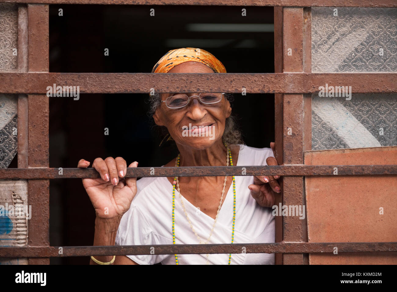 Portrait d'une vieille femme cubaine à La Havane, Cuba. Banque D'Images