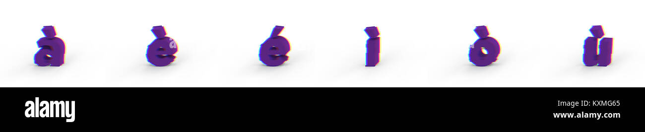 3D réaliste minuscules glitch chant ensemble avec soft shadow isolé sur fond blanc - La sélection du chemin de fichier. Banque D'Images