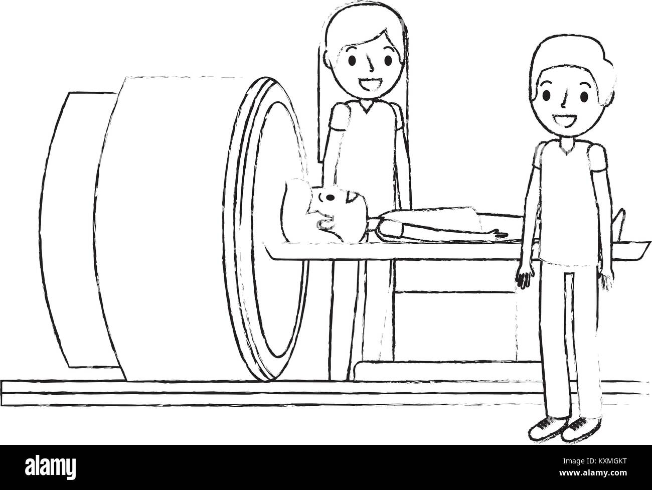 Tomography scanner la machine avec le patient et le médecin Illustration de Vecteur