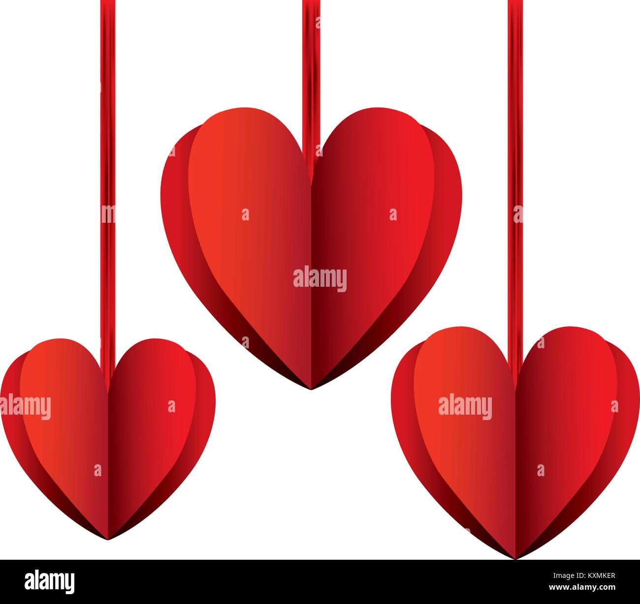 Amour coeurs suspendus décoratifs Illustration de Vecteur