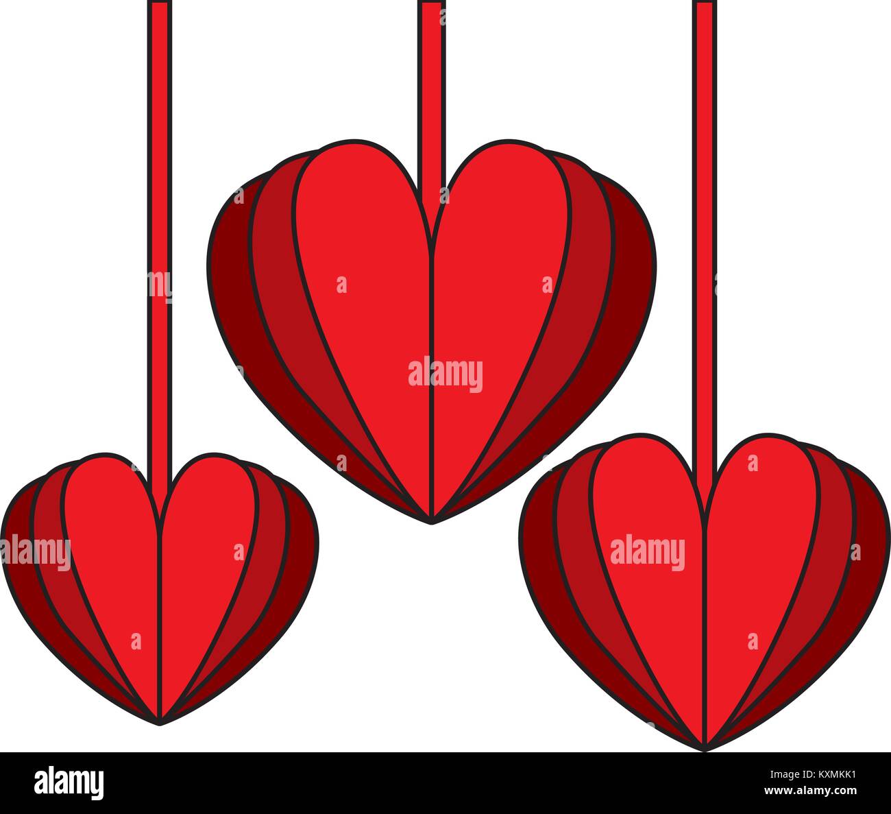 Amour coeurs suspendus décoratifs Illustration de Vecteur
