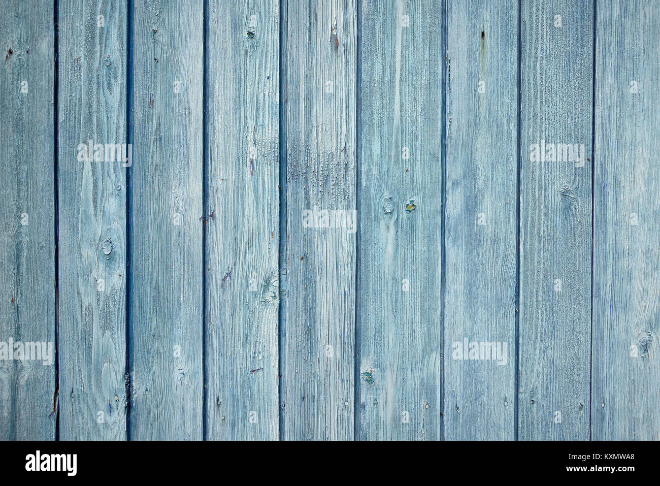 Close up de panneaux de clôture en bois bleu Banque D'Images
