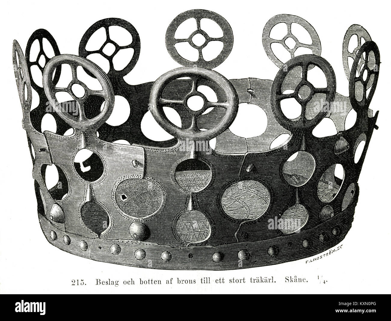 Illustration tirée de 'Sveriges Hednatid' (1877) par Oscar Montelius, représentant un site funéraire de l'âge du bronze en Suède. Banque D'Images