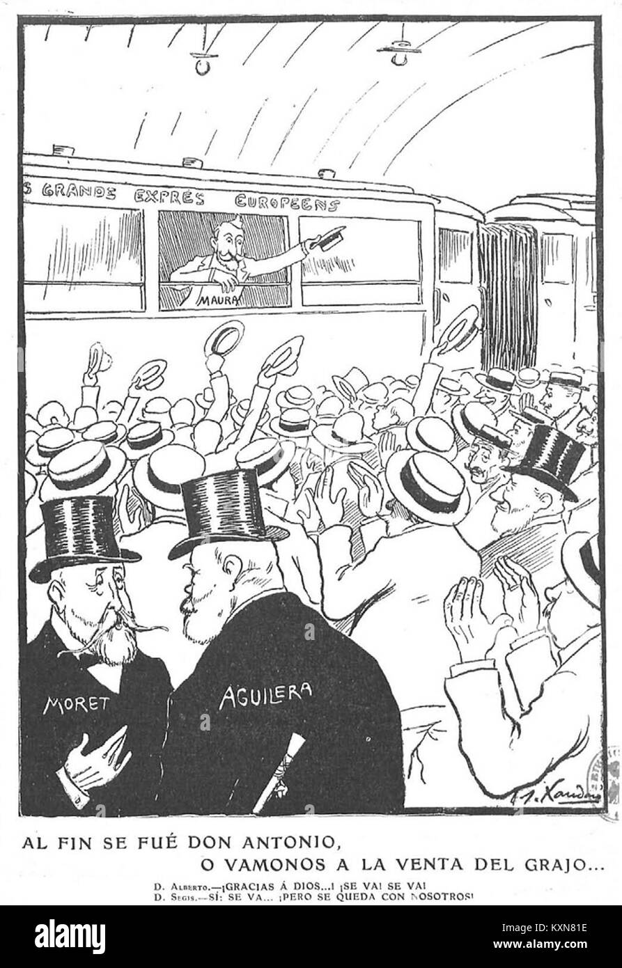 Illustration de couverture de la publication de Xaudaró représentant l'histoire 'Al fin se fue Don Antonio' et le décor de Venta del Grajo, mettant l'accent sur l'art comique espagnol et le contexte culturel. Banque D'Images