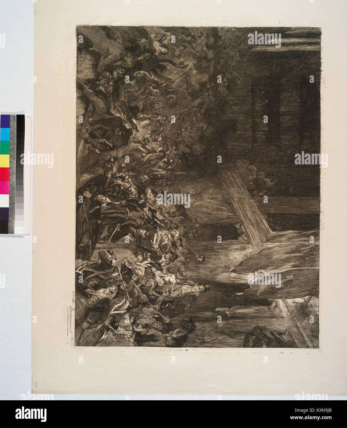 Le tableau de E. Delacroix représente Boissy d'Anglas présidant la Convention nationale française le 1er prairial an III, illustrant les événements politiques de la Révolution française. Banque D'Images