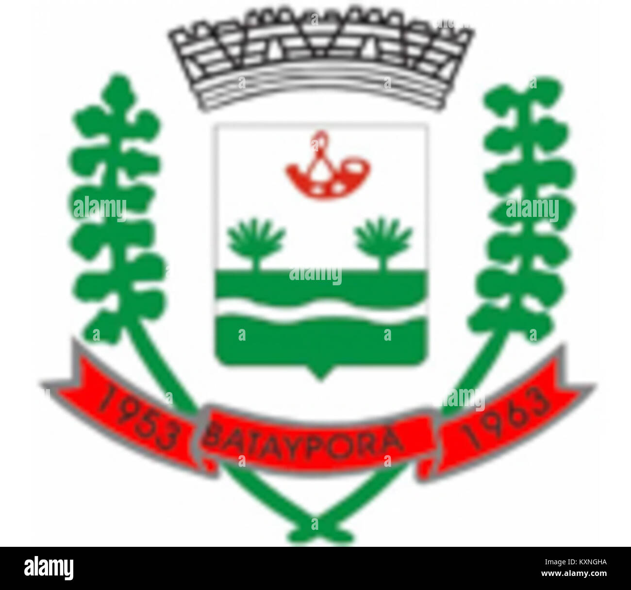 Le Brasão de Bataiporã est le blason officiel représentant la municipalité, illustrant les symboles héraldiques et l'identité locale. Banque D'Images