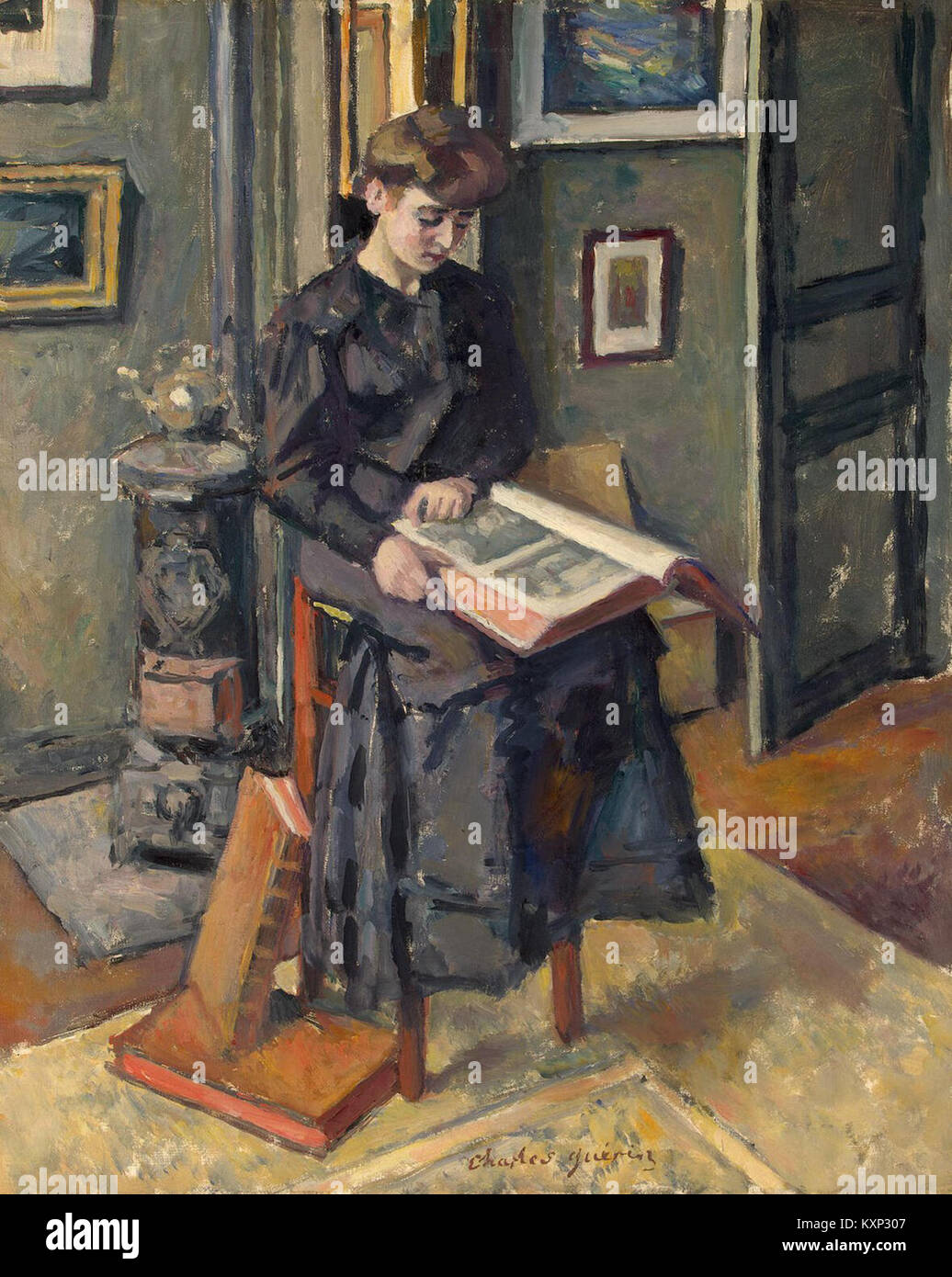 Charles François Prosper Guérin - Girl Reading a Book 1906 Banque D'Images