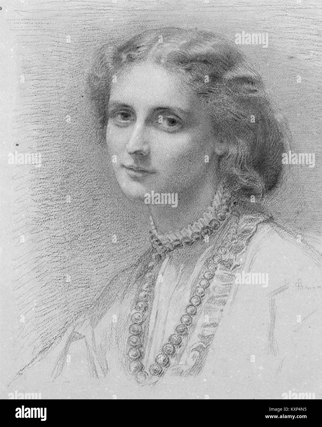 Le portrait de Charlotte Foster de William Blake Richmond représente la femme de l’artiste, illustrant ses traits et le style artistique de la fin du XIXe siècle. Banque D'Images