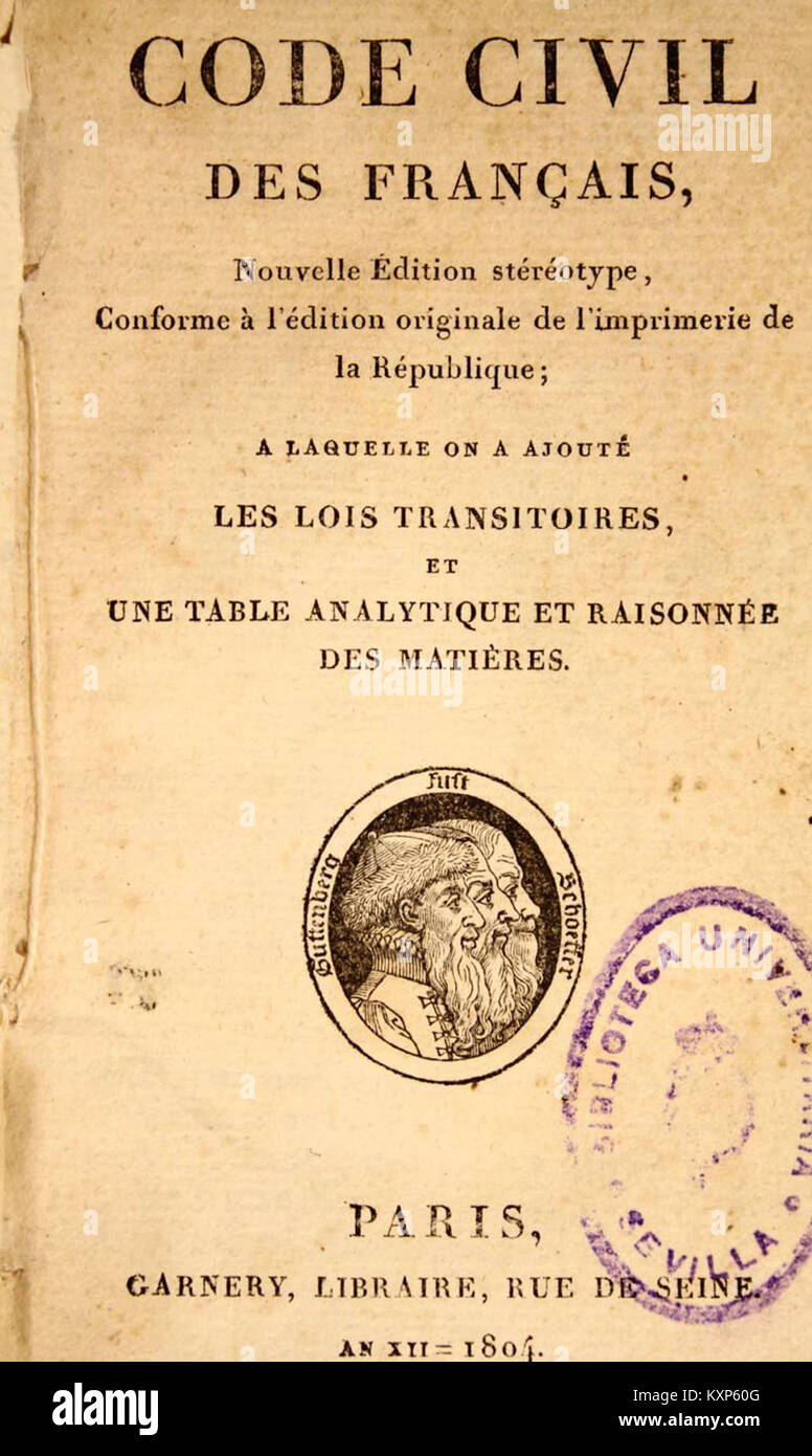 Code civil des Français (Garnery) Banque D'Images