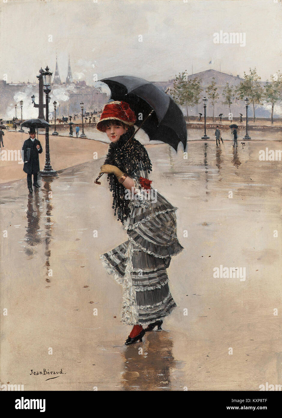 Bonhams - Jean Béraud (1849-1946) Français Parisienne un jour de pluie, place de la Concorde 35 x 25 cm. (13 x 9 3-4 3-4 in.) Banque D'Images