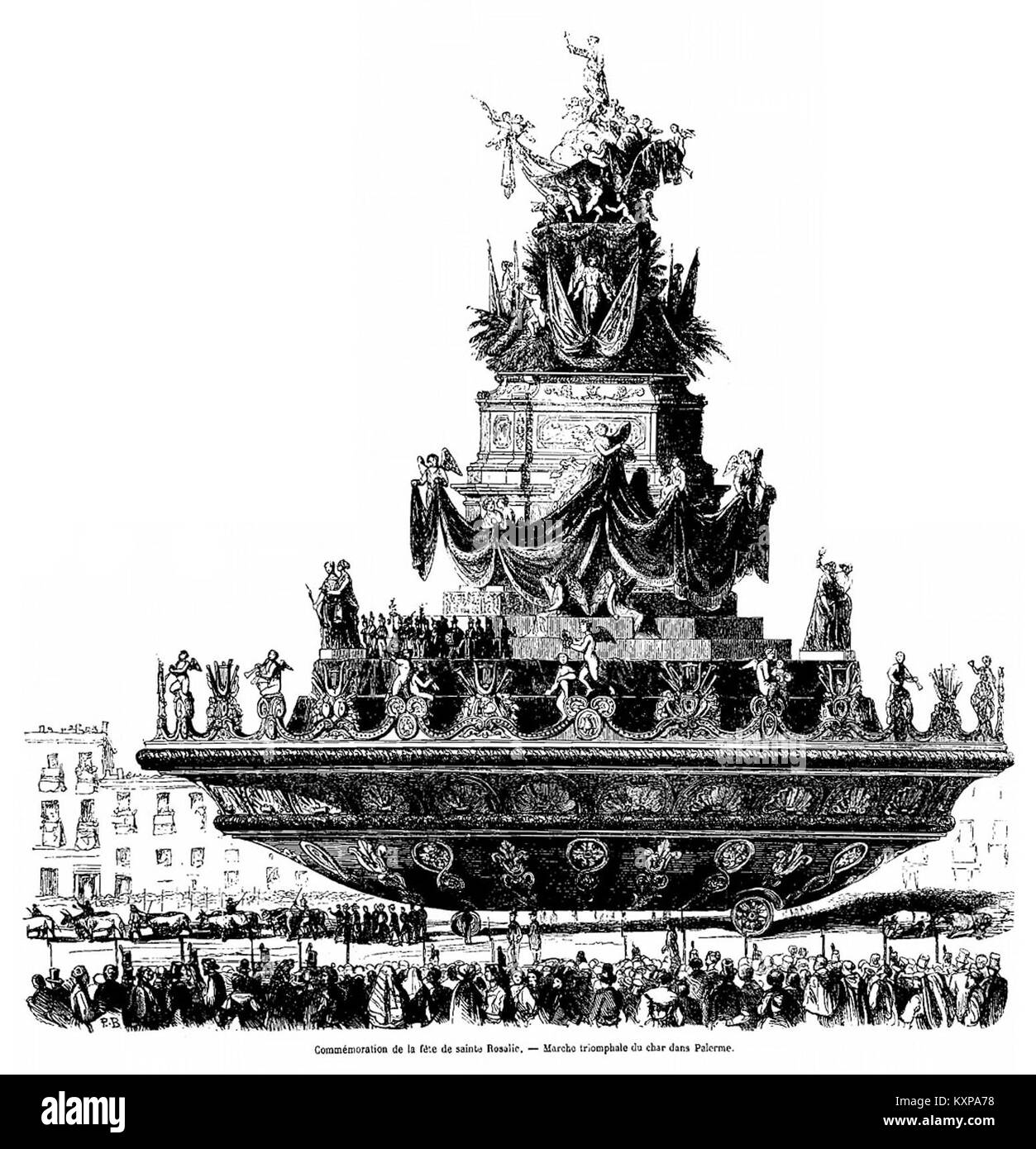 Carro trionfale di Santa Rosalia a Palermo - 1850 Banque D'Images