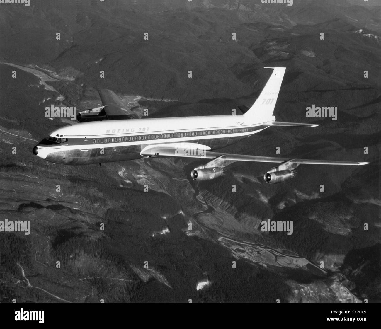 Le Boeing 707 'Stratoliner', N709PA, était le 3e avion de production de 707-121. Il a été livré à Pan Am, marquant un moment important dans l'histoire de l'aviation dans le cadre du développement précoce du voyage par jet commercial. Banque D'Images