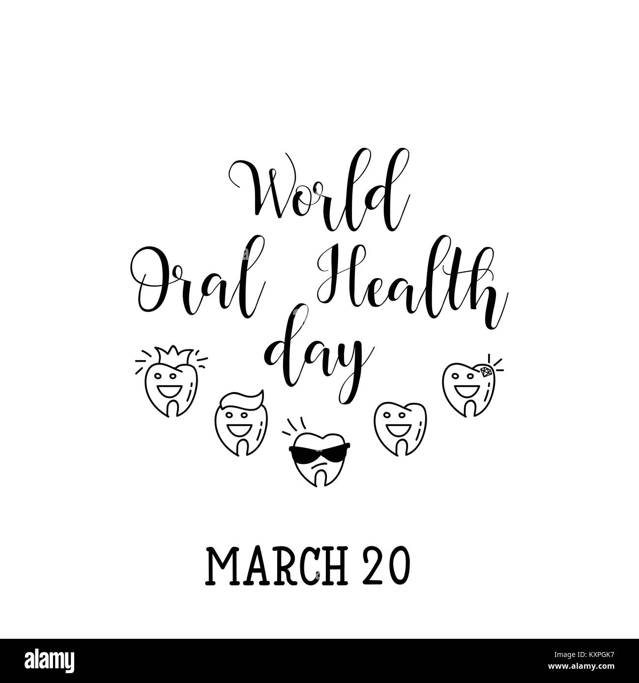 Journée mondiale de la santé bucco-dentaire. Vector illustration dessiné à la main . Illustration de Vecteur