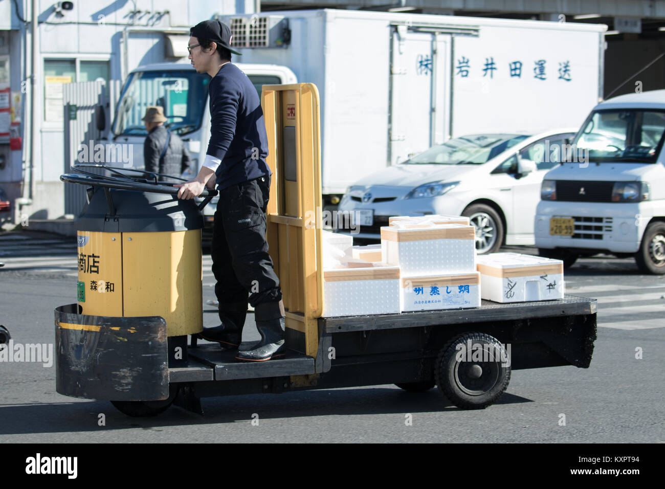 Marché de Tsukiji est la 'Food Town', où l'on peut rencontrer toutes sortes d'aliments traditionnels japonais. Banque D'Images