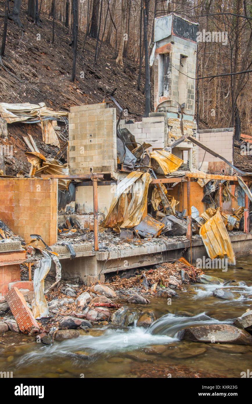 Les dégâts causés par le feu, Gatlinburg, TN, les incendies en novembre 2016, par Bill Lea/Dembinsky Assoc Photo Banque D'Images