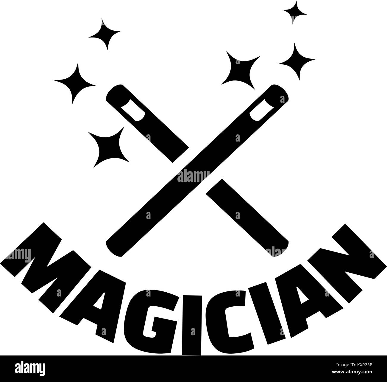 L'icône de magicien avec baguettes croisées et titre d'emploi Illustration de Vecteur