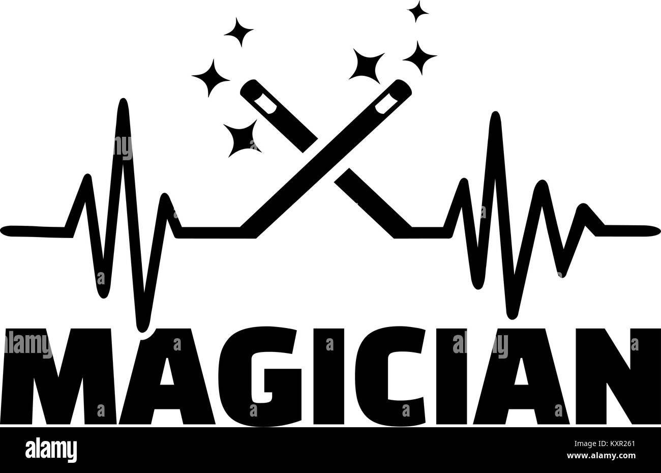 Impulsion de signal de magicien avec le titre du poste et traversé wands Illustration de Vecteur