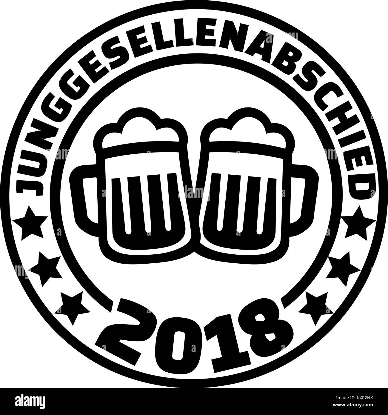 Stag night allemand bouton avec deux bières et de 2018 Illustration de Vecteur