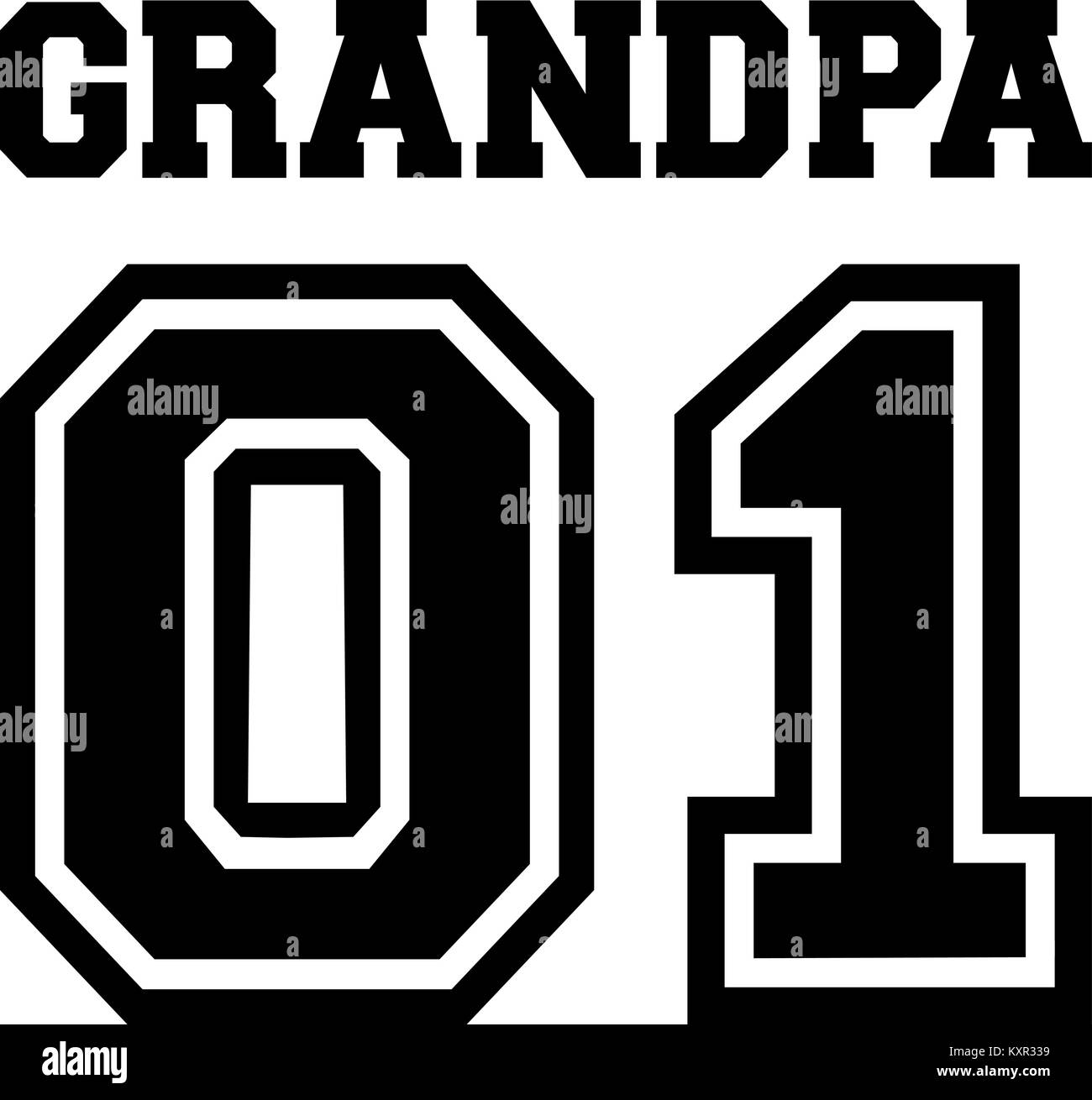 Grand-père avec les chiffres 0 et 1 en noir et blanc Illustration de Vecteur