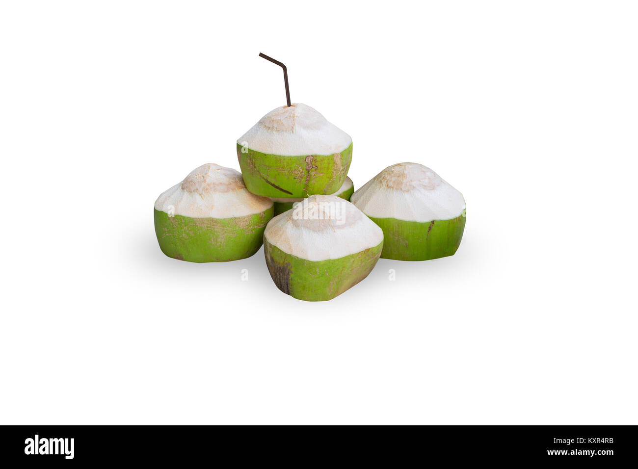 Le jus de noix de coco frais Fruits nutrition haut verre isolé sur blanc avec clipping path Banque D'Images