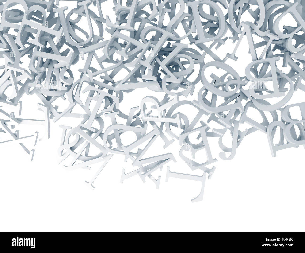 3d lettres tombant sur fond blanc. 3D render Banque D'Images