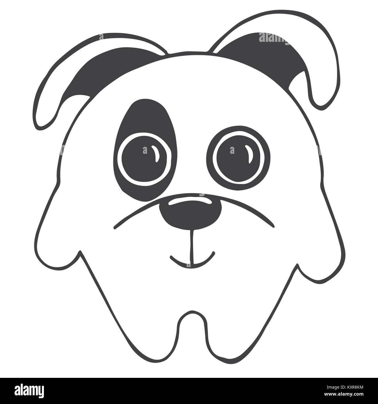 Cute cartoon dog isolé sur fond blanc. Vector illustration dans un style croquis Illustration de Vecteur