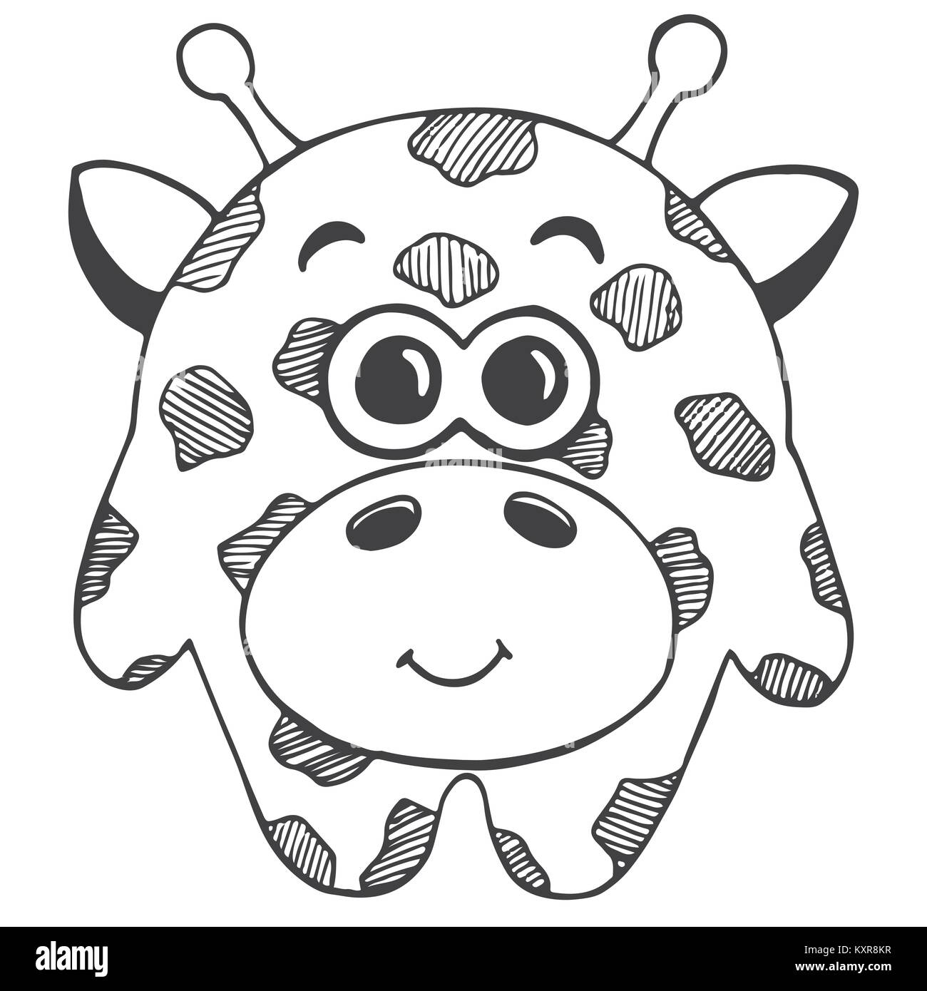 Cute cartoon girafe isolé sur fond blanc. Vector illustration dans un style croquis Illustration de Vecteur