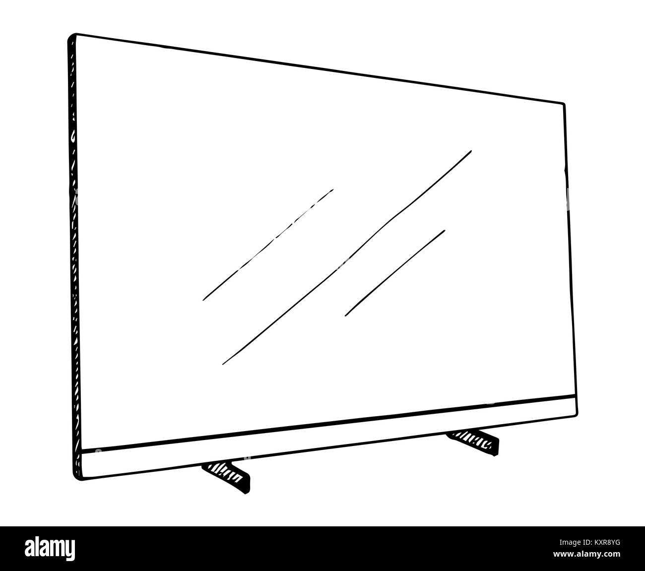 Croquis plat isolé sur un fond blanc. Moniteur. Vector illustration. Illustration de Vecteur Croquis plat isolé sur un fond blanc. Moniteur. Vector illustration. Illustration de Vecteur