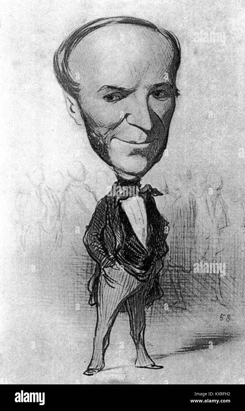 Une caricature lithographique d'Honoré Daumier datant de 1848 représente Agricol Perdiguier avec un accent satirique sur ses traits, reflétant les commentaires politiques ou sociaux du milieu du XIXe siècle en France Banque D'Images