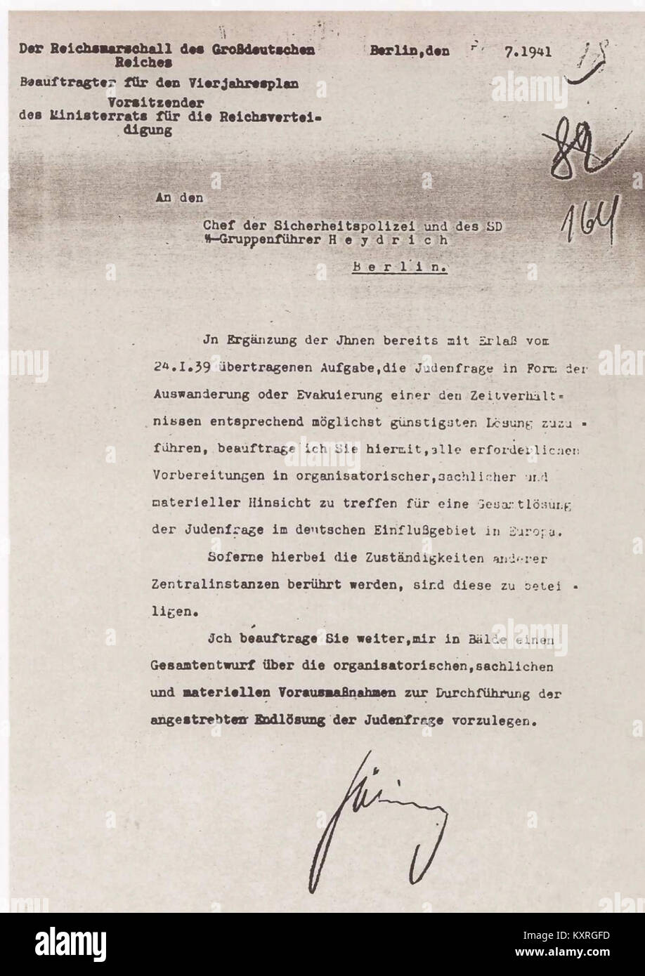 La Carta Gēring est un document historique lié à Hermann Göring, un haut fonctionnaire nazi, qui donne un aperçu du contexte politique et militaire de l'époque. Il fait partie des archives historiques. Banque D'Images