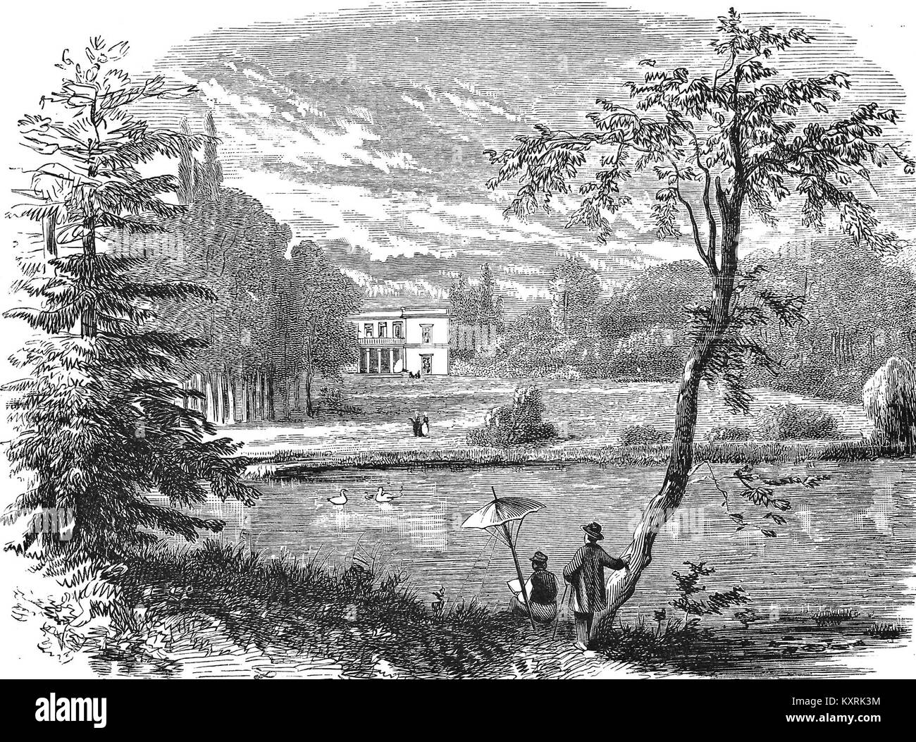 Le Château de Tervueren en Belgique a servi de résidence à l'impératrice Charlotte du Mexique de 1867 jusqu'à sa destruction par le feu en 1879, illustrant une période de l'histoire royale et coloniale européenne. Wikimedia Commons Banque D'Images