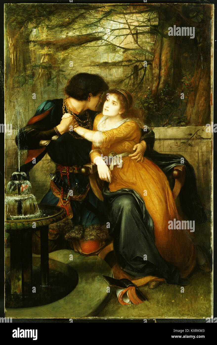 L'œuvre de Charles Edward Hall 'Paolo and Francesca' dépeint la tragique histoire d'amour de Paolo Malatesta et Francesca da Rimini, inspirée par 'Inferno' de Dante. Cette pièce capture l’intensité émotionnelle et la nature intemporelle de l’histoire. Banque D'Images