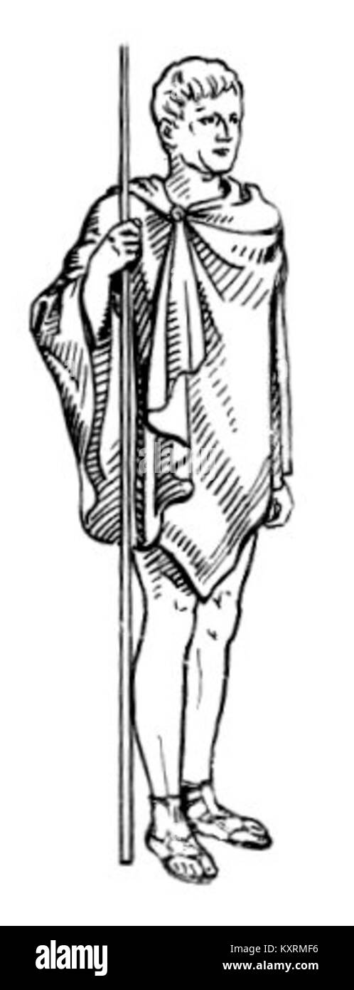 Une représentation des Chlamys, un vêtement grec ancien couramment porté par les soldats et les jeunes hommes, représentant les vêtements classiques de la civilisation grecque. Banque D'Images