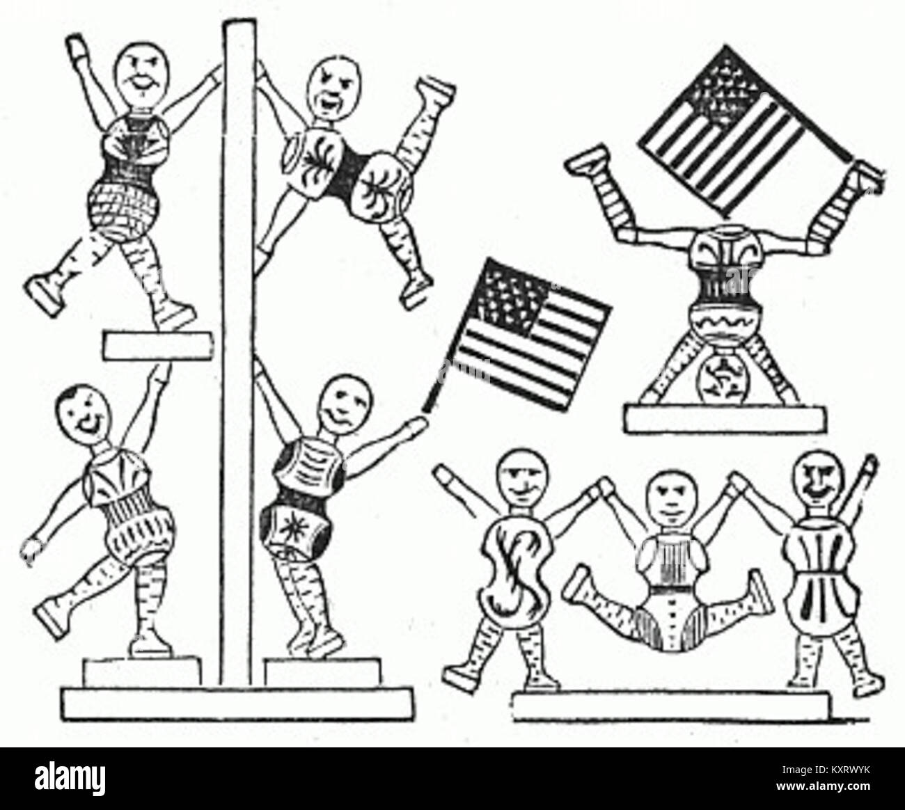 Acrobats de Crandall était une troupe de cirque de la fin du XIXe siècle et du début du XXe siècle connue pour ses performances aériennes et acrobatiques, contribuant au développement de l’histoire du divertissement du cirque. Banque D'Images