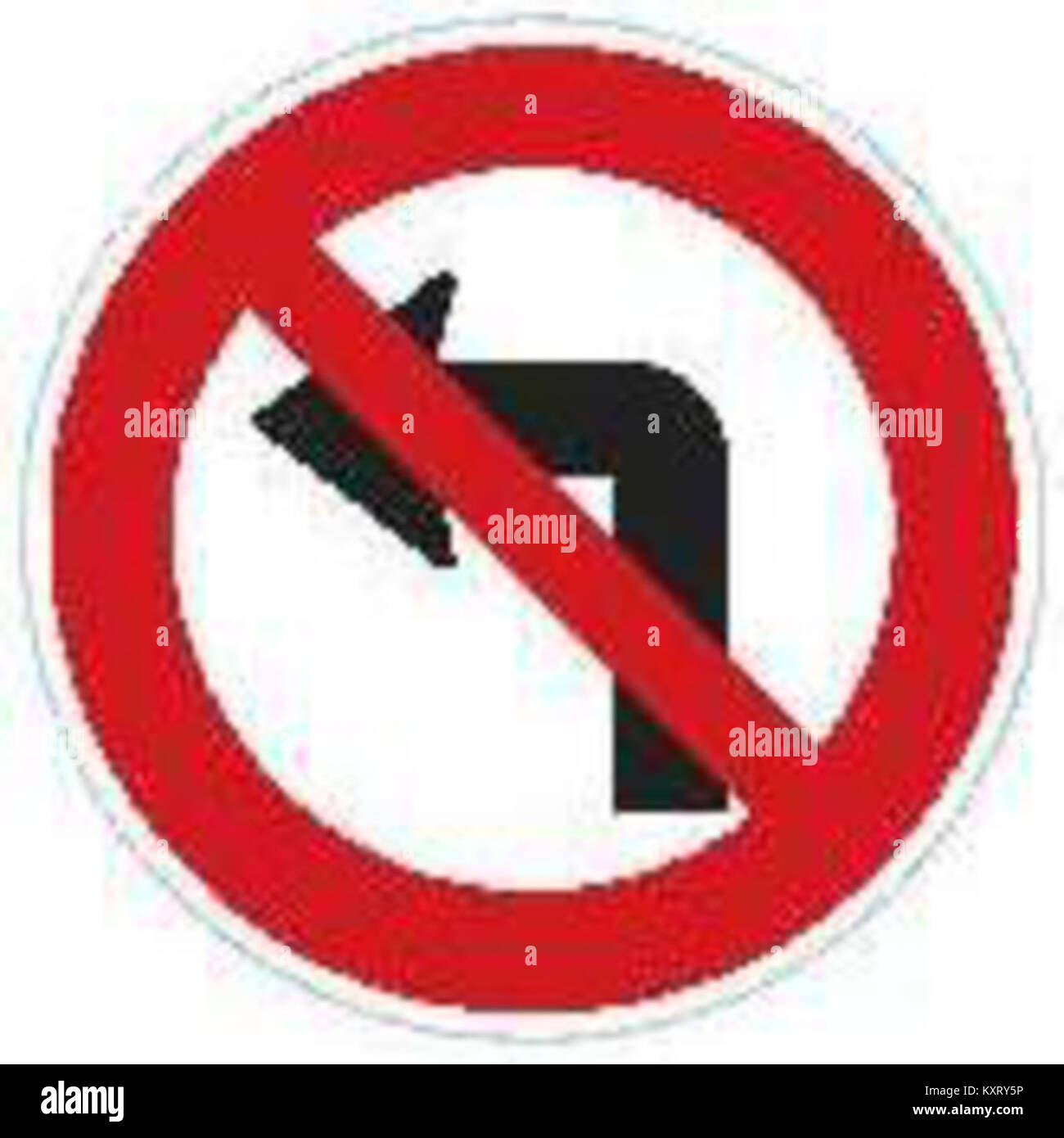 Le panneau de signalisation CZ-B24b interdit les virages à gauche, servant de panneau réglementaire dans le cadre de la réglementation de la circulation routière tchèque pour contrôler le mouvement du véhicule à des points spécifiques. Banque D'Images