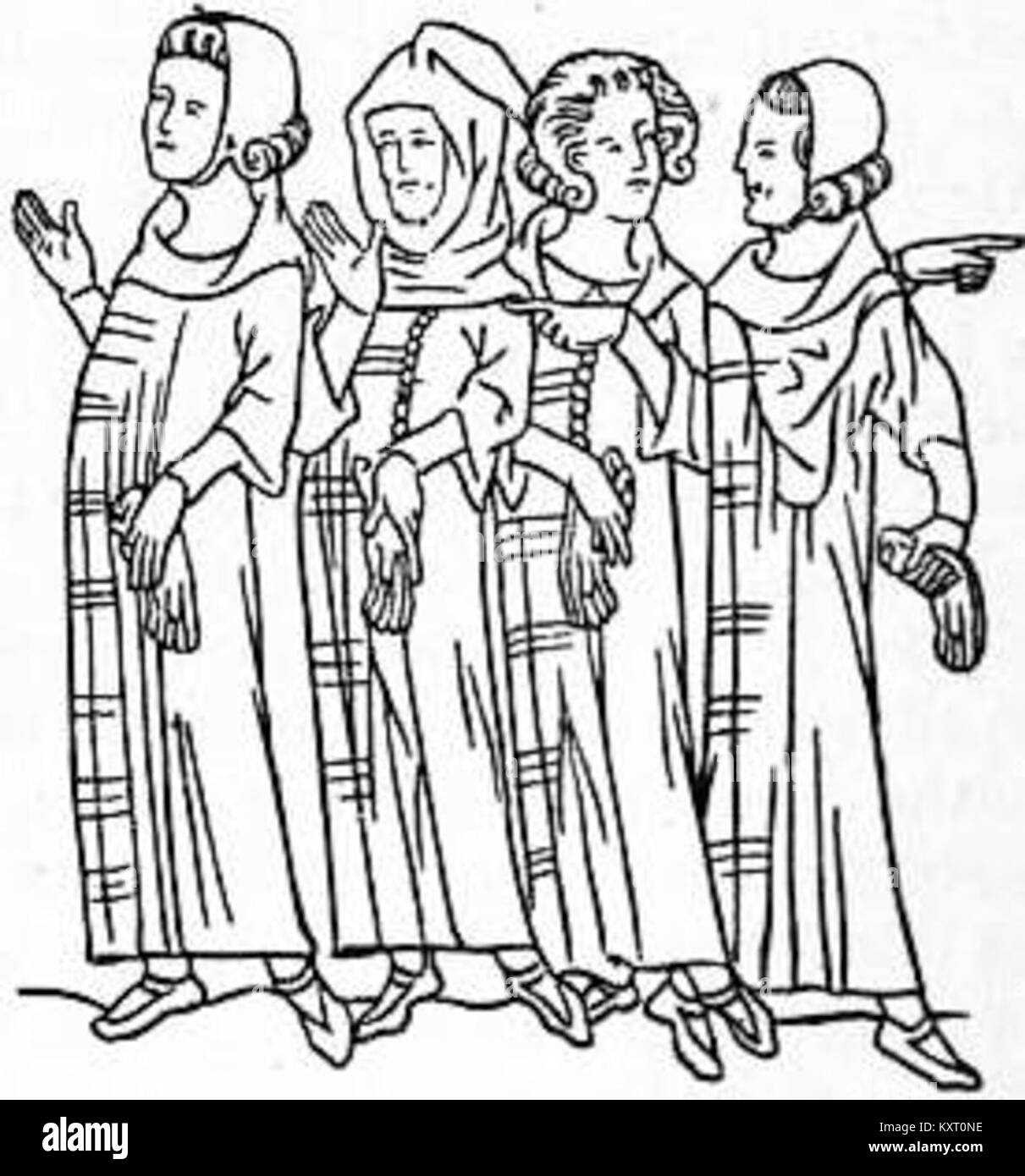 Cette illustration de l'Encyclopaedia Britannica de 1911 représente des commis en tenue d'époque, reflétant la culture de bureau du début du XXe siècle, les normes sociales et la mode de l'époque. Banque D'Images