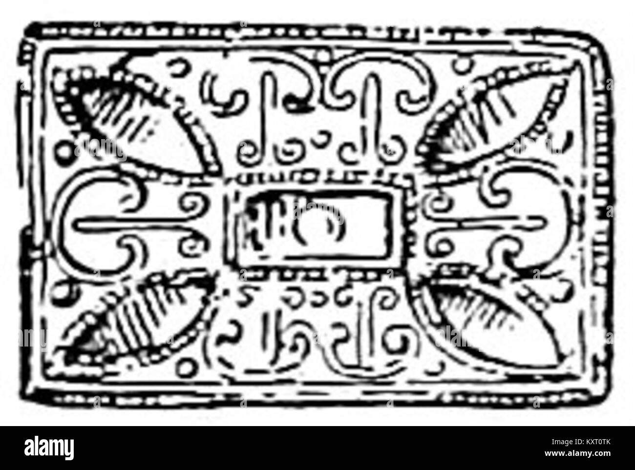 Une description détaillée de l'Encyclopaedia Britannica de 1911 d'une boucle anglo-saxonne, mettant l'accent sur sa conception métallurgique, son style décoratif et sa valeur culturelle comme bijoux médiévaux. Banque D'Images